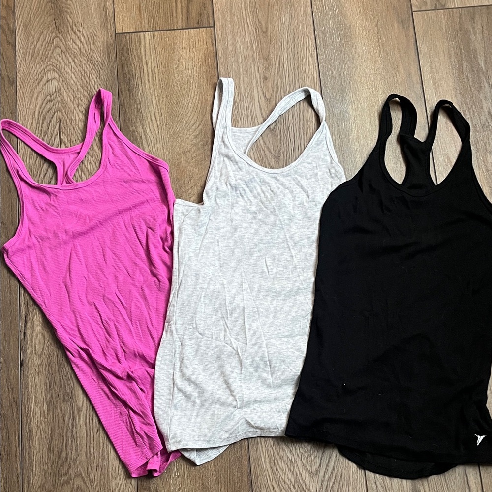 Old Navy Women's Racerback Tank Tops - Fuchsia, Light Gray, Black